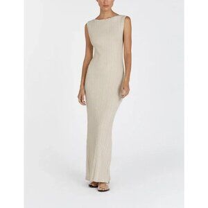 SIENNA STONE KNIT MIDI DRESS - S / STONE